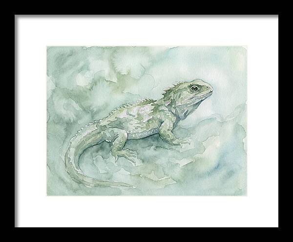 Tuatara In Serene Waterscape