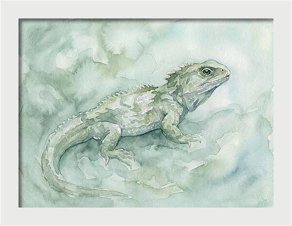 Tuatara In Serene Waterscape