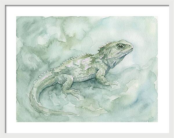 Tuatara In Serene Waterscape