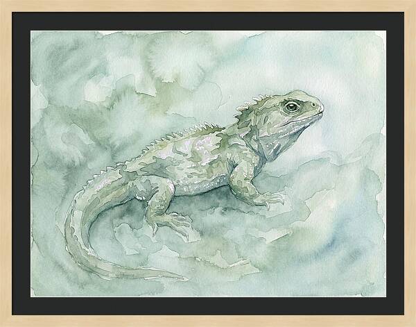 Tuatara In Serene Waterscape