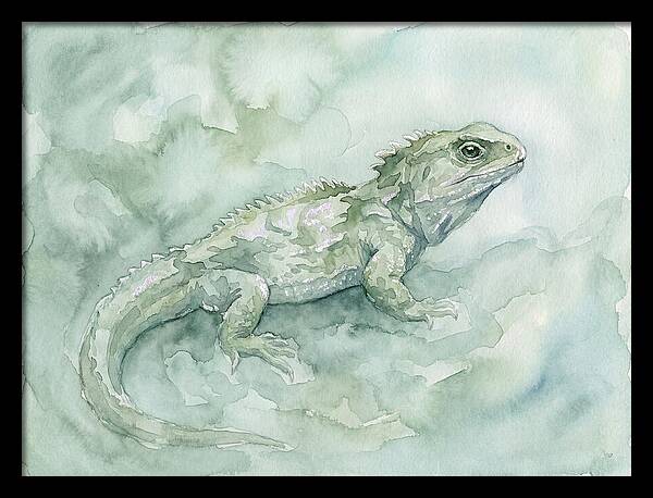 Tuatara In Serene Waterscape