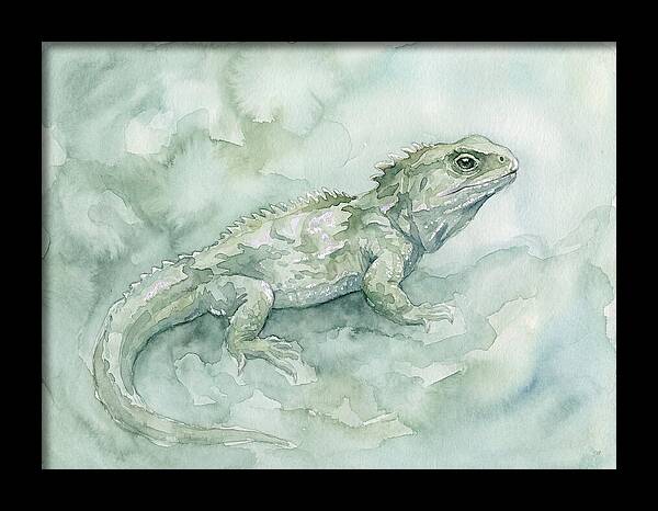 Tuatara In Serene Waterscape