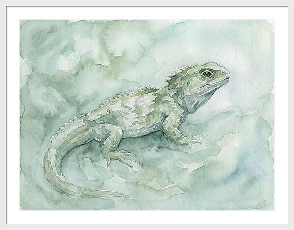 Tuatara In Serene Waterscape