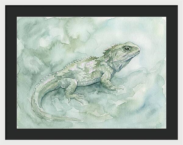 Tuatara In Serene Waterscape