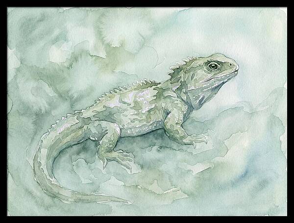 Tuatara In Serene Waterscape