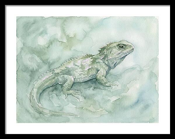 Tuatara In Serene Waterscape