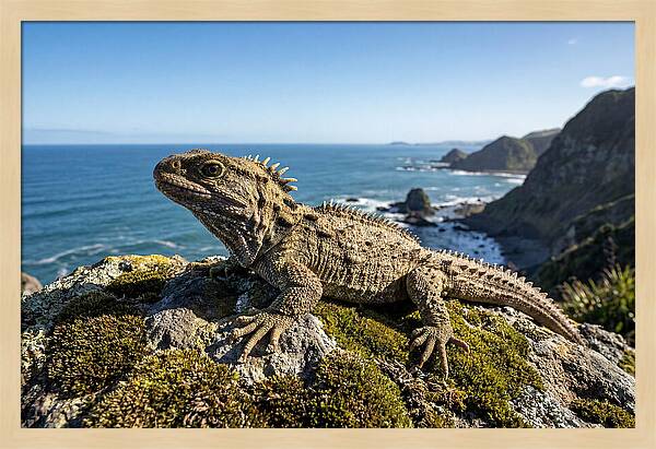 Tuatara On The Rocky Shore