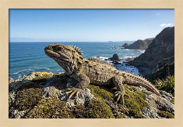 Tuatara On The Rocky Shore