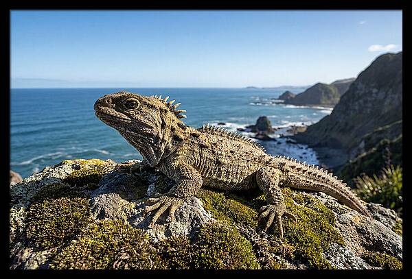 Tuatara On The Rocky Shore