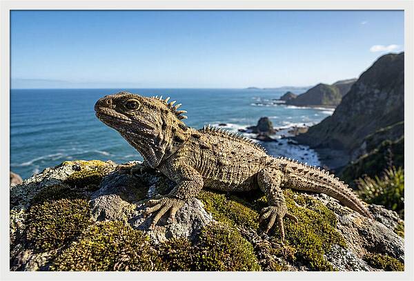 Tuatara On The Rocky Shore
