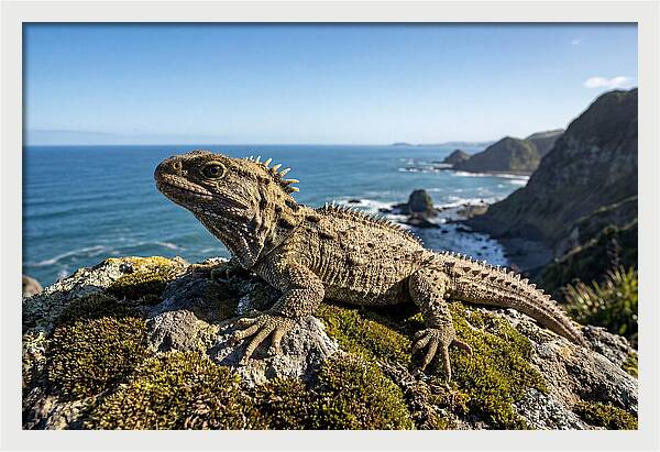 Tuatara On The Rocky Shore