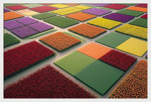 Tulip Fields In Geometric Color Blocks