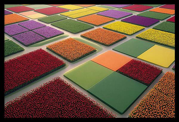 Tulip Fields In Geometric Color Blocks