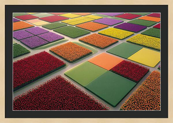 Tulip Fields In Geometric Color Blocks