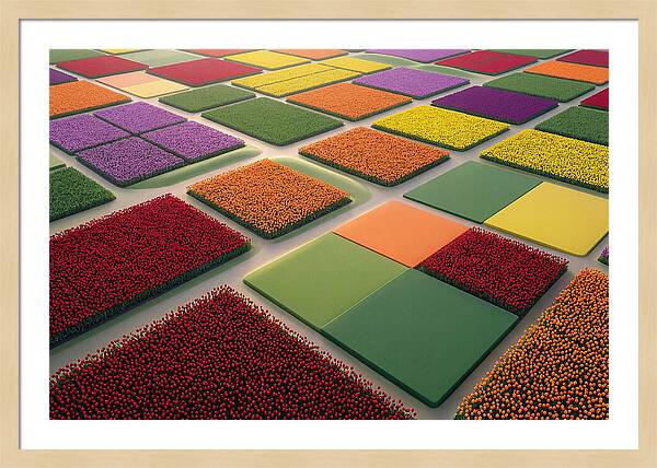 Tulip Fields In Geometric Color Blocks