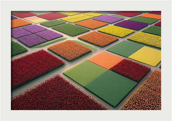 Tulip Fields In Geometric Color Blocks