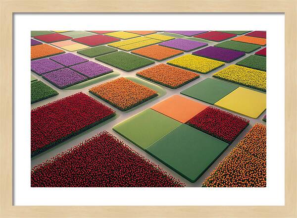 Tulip Fields In Geometric Color Blocks