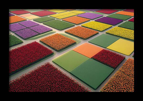 Tulip Fields In Geometric Color Blocks