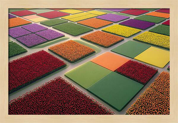 Tulip Fields In Geometric Color Blocks