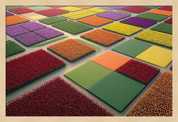 Tulip Fields In Geometric Color Blocks
