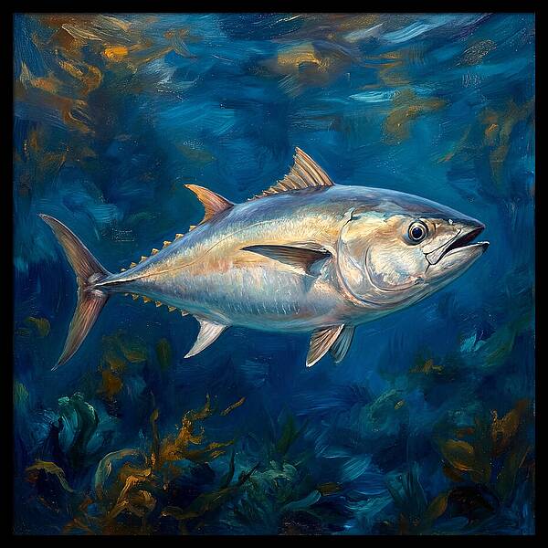 Tuna Swimming In Blue Waters