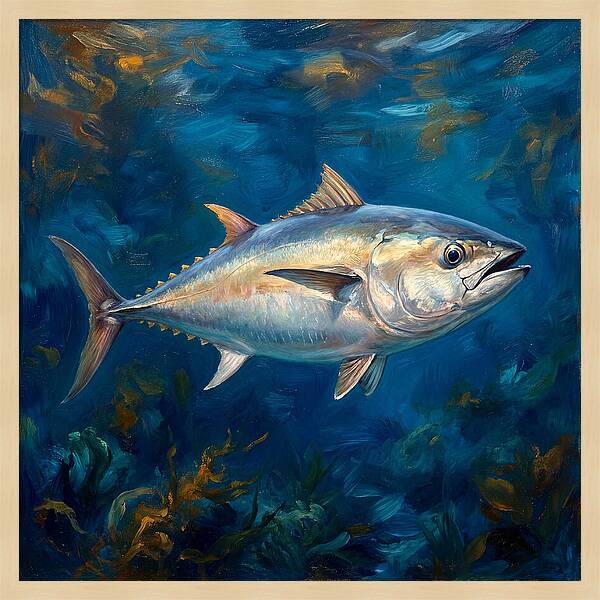 Tuna Swimming In Blue Waters