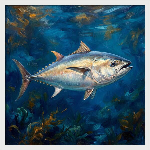 Tuna Swimming In Blue Waters