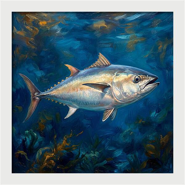 Tuna Swimming In Blue Waters