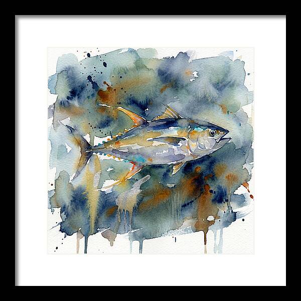 Tuna Swimming In Watercolor