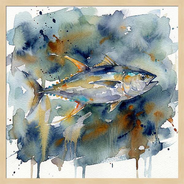 Tuna Swimming In Watercolor