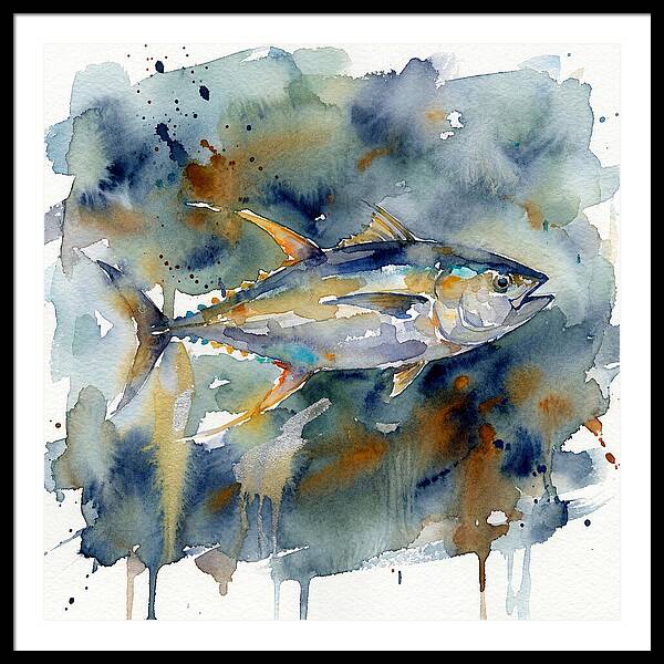 Tuna Swimming In Watercolor