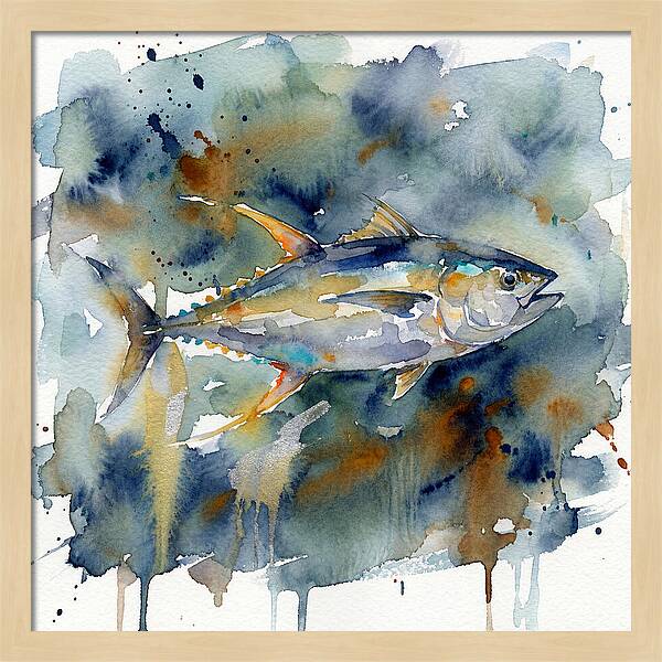 Tuna Swimming In Watercolor