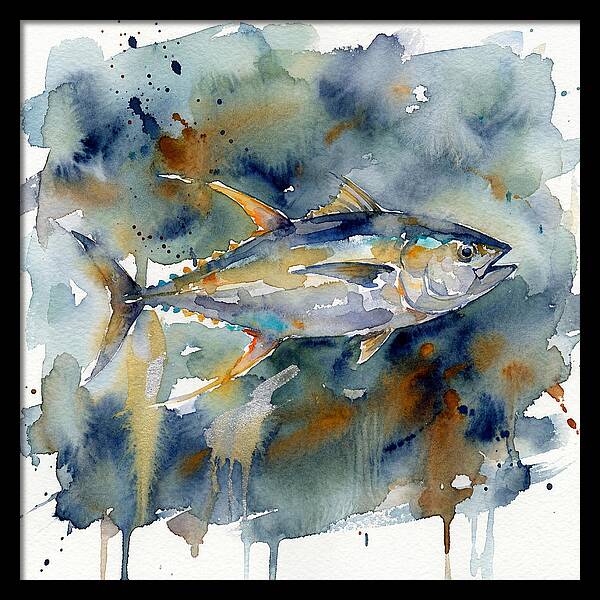 Tuna Swimming In Watercolor