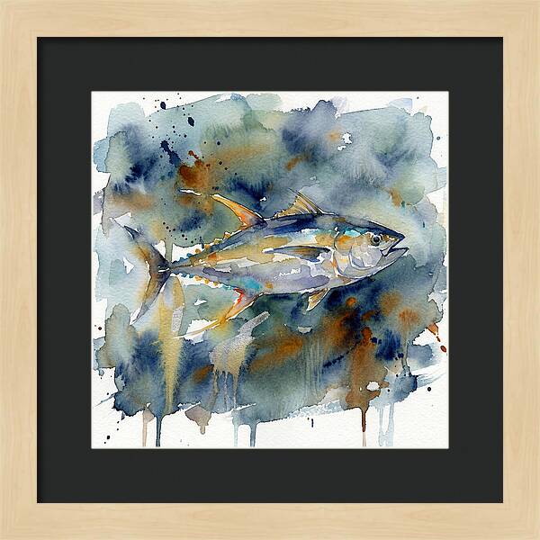 Tuna Swimming In Watercolor