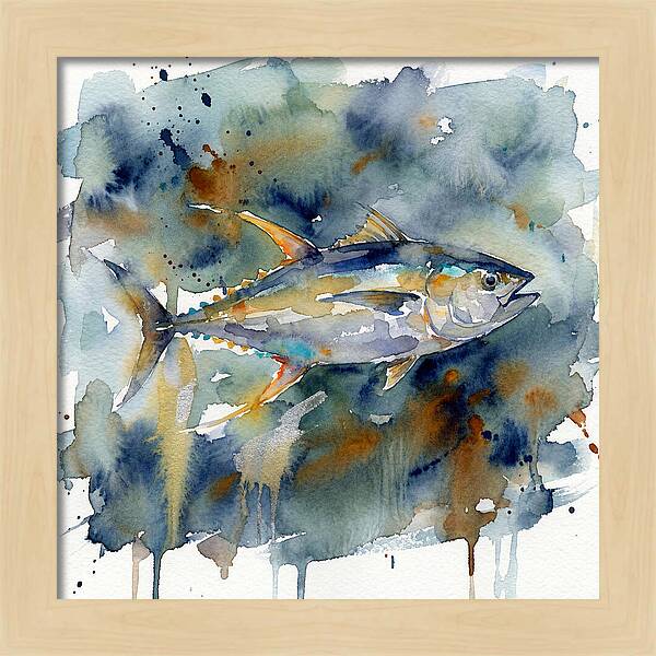 Tuna Swimming In Watercolor