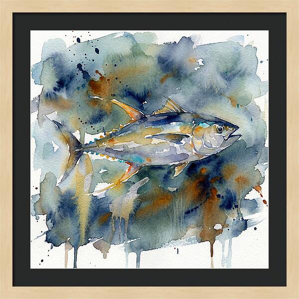 Tuna Swimming In Watercolor