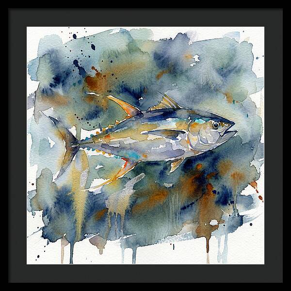 Tuna Swimming In Watercolor