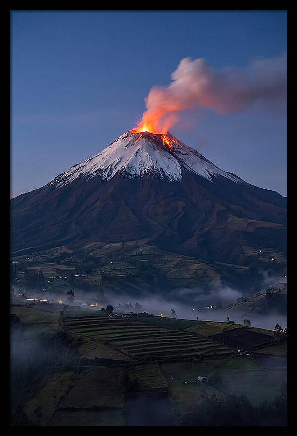 Tungurahua Volcano Eruption At Twilight