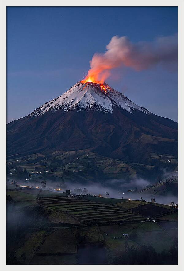 Tungurahua Volcano Eruption At Twilight
