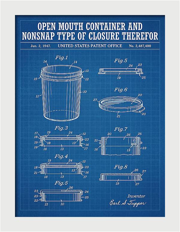 Tupperware Container And Lid Blueprint Patent Us2487400a