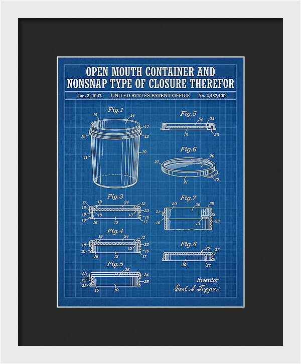Tupperware Container And Lid Blueprint Patent Us2487400a