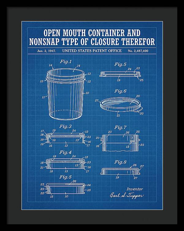 Tupperware Container And Lid Blueprint Patent Us2487400a