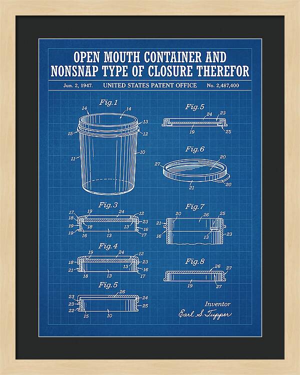 Tupperware Container And Lid Blueprint Patent Us2487400a