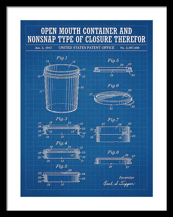 Tupperware Container And Lid Blueprint Patent Us2487400a