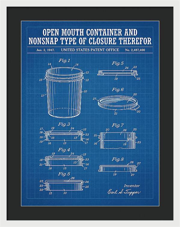 Tupperware Container And Lid Blueprint Patent Us2487400a