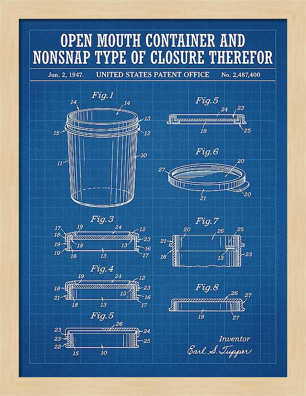 Tupperware Container And Lid Blueprint Patent Us2487400a