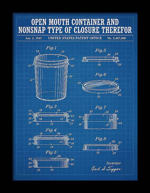 Tupperware Container And Lid Blueprint Patent Us2487400a