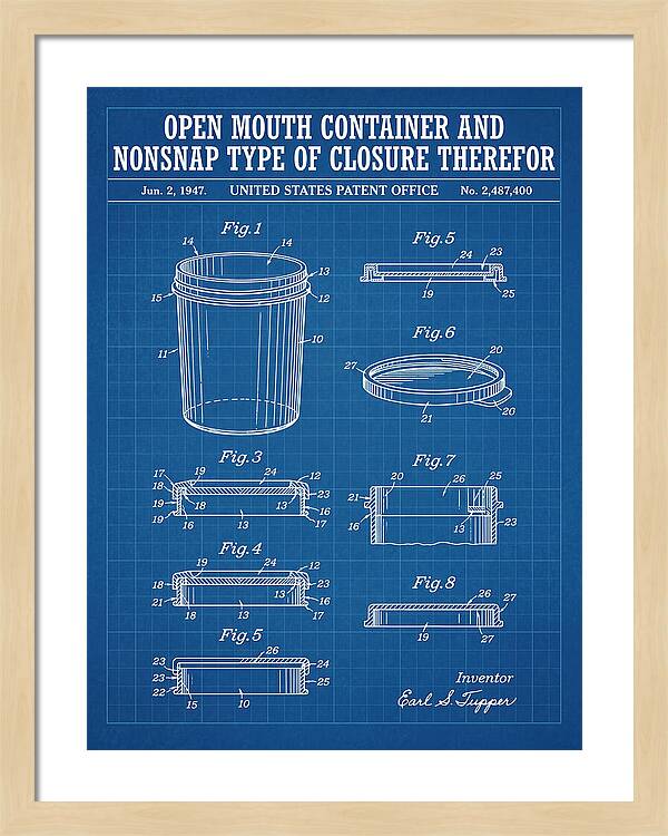 Tupperware Container And Lid Blueprint Patent Us2487400a