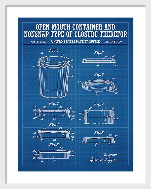 Tupperware Container And Lid Blueprint Patent Us2487400a