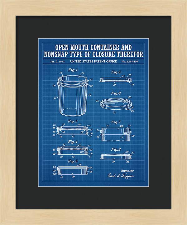 Tupperware Container And Lid Blueprint Patent Us2487400a